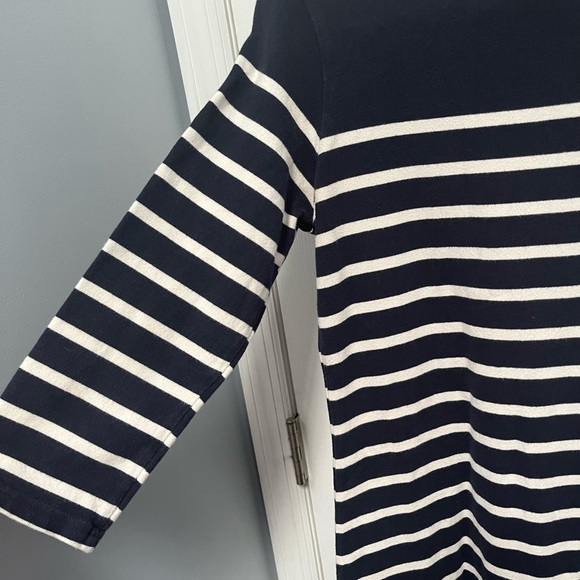 LL Bean Dress S Reg Navy White Heritage Striped Cotton Nautical Mariner Small - Picture 10 of 14